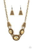 Textured TRAPEZOID - Brass Necklace - Paparazzi Accessories Necklace Bedazzle Me Pretty Mobile Fashion Boutique