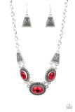 Textured TRAPEZOID - Red Necklace - Paparazzi Accessories Necklace Bedazzle Me Pretty Mobile Fashion Boutique