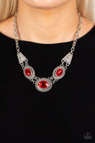 Textured TRAPEZOID - Red Necklace - Paparazzi Accessories Necklace Bedazzle Me Pretty Mobile Fashion Boutique