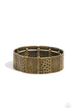Textured Traveler - Brass Bracelet - Paparazzi Accessories Bracelet Bedazzle Me Pretty Mobile Fashion Boutique