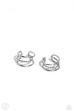 Textured Triumph - Silver Cuff Earrings - Paparazzi Accessories Post Earrings Bedazzle Me Pretty Mobile Fashion Boutique