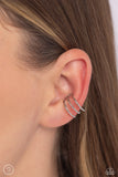 Textured Triumph - Silver Cuff Earrings - Paparazzi Accessories Post Earrings Bedazzle Me Pretty Mobile Fashion Boutique