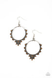 Textured Twinkle - Brown Earrings - Paparazzi Accessories Earrings Bedazzle Me Pretty Mobile Fashion Boutique