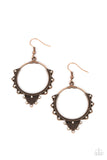 Textured Twinkle - Copper Earrings - Paparazzi Accessories Earrings Bedazzle Me Pretty Mobile Fashion Boutique
