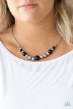 The Big-Leaguer - Black Necklace - Paparazzi Accessories Necklace Bedazzle Me Pretty Mobile Fashion Boutique