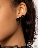 The BOW Must Go On - Black Post Earrings - Paparazzi Accessories Post Earrings Bedazzle Me Pretty Mobile Fashion Boutique