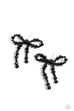 The BOW Must Go On - Black Post Earrings - Paparazzi Accessories Post Earrings Bedazzle Me Pretty Mobile Fashion Boutique