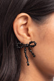 The BOW Must Go On - Black Post Earrings - Paparazzi Accessories Post Earrings Bedazzle Me Pretty Mobile Fashion Boutique