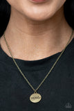 The Cool Mom - Brass Necklace - Paparazzi Accessories Necklace Bedazzle Me Pretty Mobile Fashion Boutique-MOM
