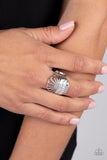 The Dawn After Tomorrow - White Ring - Paparazzi Accessories Ring Bedazzle Me Pretty Mobile Fashion Boutique