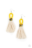 The Dustup - Yellow Earrings - Paparazzi Accessories Earrings Bedazzle Me Pretty Mobile Fashion Boutique