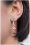 The Flight Attendant - Orange Lanyard - Paparazzi Accessories Earrings Bedazzle Me Pretty Mobile Fashion Boutique