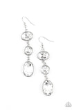The GLOW Must Go On! - White Earrings - Paparazzi Accessories Earrings Bedazzle Me Pretty Mobile Fashion Boutique