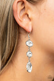 The GLOW Must Go On! - White Earrings - Paparazzi Accessories Earrings Bedazzle Me Pretty Mobile Fashion Boutique
