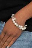The GRANDEUR Tour - White Bracelet - Paparazzi Accessories Bracelet Bedazzle Me Pretty Mobile Fashion Boutique