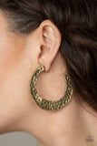 The HOOP Up - Brass Earrings - Paparazzi Accessories Earrings Bedazzle Me Pretty Mobile Fashion Boutique