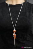 The Low Down - Orange Necklace - Paparazzi Accessories Necklace Bedazzle Me Pretty Mobile Fashion Boutique