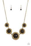 The Next NEST Thing - Brass Necklace - Paparazzi Accessories Necklace Bedazzle Me Pretty Mobile Fashion Boutique
