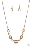 The Only Game in Town - Brass Necklace - Paparazzi Accessories Necklace Bedazzle Me Pretty Mobile Fashion Boutique