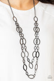 The OVAL-achiever - Black Necklace - Paparazzi Accessories Necklace Bedazzle Me Pretty Mobile Fashion Boutique