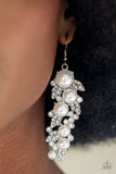 The Party Has Arrived - White Earrings - Paparazzi Accessories Earrings Bedazzle Me Pretty Mobile Fashion Boutique