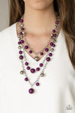 The Partygoer - Purple Necklace - Paparazzi Accessories Necklace Bedazzle Me Pretty Mobile Fashion Boutique