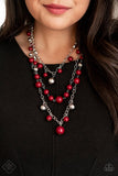 The Partygoer - Red Necklace - Paparazzi Accessories Necklace Bedazzle Me Pretty Mobile Fashion Boutique