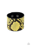 The Rest Is HISS-tory - Yellow Bracelet - Paparazzi Accessories Bracelet Bedazzle Me Pretty Mobile Fashion Boutique