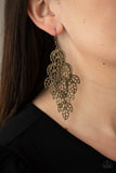 The Shakedown - Brass Earrings - Paparazzi Accessories Earrings Bedazzle Me Pretty Mobile Fashion Boutique
