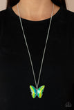 The Social Butterfly Effect - Green Necklace - Paparazzi Accessories Necklace Bedazzle Me Pretty Mobile Fashion Boutique