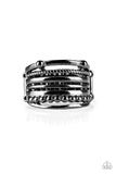 The STEEL Of Night - Black Ring - Paparazzi Accessories Ring Bedazzle Me Pretty Mobile Fashion Boutique