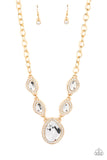 The Upper Echelon - Gold Necklace - Paparazzi Accessories Necklace Bedazzle Me Pretty Mobile Fashion Boutique