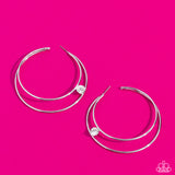 Theater HOOP - White Earrings - Paparazzi Accessories Earrings Bedazzle Me Pretty Mobile Fashion Boutique