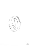 Theater HOOP - White Earrings - Paparazzi Accessories Earrings Bedazzle Me Pretty Mobile Fashion Boutique