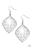 Thessaly Terrace - White Earrings - Paparazzi Accessories Earrings Bedazzle Me Pretty Mobile Fashion Boutique