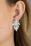 They See Me Glowin - White Post Earrings - Paparazzi Accessories Post Earrings Bedazzle Me Pretty Mobile Fashion Boutique