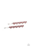 Thinking of You - Red Hair Clip - Paparazzi Accessories Hair Clip Bedazzle Me Pretty Mobile Fashion Boutique