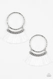 This Is Sparta! - White Earrings - Paparazzi Accessories Earrings Bedazzle Me Pretty Mobile Fashion Boutique