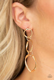 Three Ring Radiance - Gold Earrings - Paparazzi Accessories Earrings Bedazzle Me Pretty Mobile Fashion Boutique