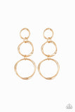Three Ring Radiance - Gold Earrings - Paparazzi Accessories Earrings Bedazzle Me Pretty Mobile Fashion Boutique