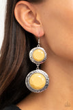 Thrift Shop Stop - Yellow Earrings - Paparazzi Accessories Earrings Bedazzle Me Pretty Mobile Fashion Boutique