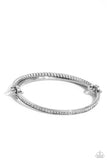 Thrilling Texture - White Bracelet - Paparazzi Accessories Bracelet Bedazzle Me Pretty Mobile Fashion Boutique