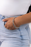 Thrilling Texture - White Bracelet - Paparazzi Accessories Bracelet Bedazzle Me Pretty Mobile Fashion Boutique