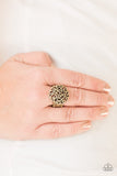 Thrills and Frills - Brass Ring - Paparazzi Accessories Ring Bedazzle Me Pretty Mobile Fashion Boutique