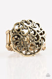 Thrills and Frills - Brass Ring - Paparazzi Accessories Ring Bedazzle Me Pretty Mobile Fashion Boutique