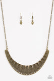Thrown To The Lions -Brass Necklace - Paparazzi Accessories Necklace Bedazzle Me Pretty Mobile Fashion Boutique