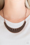 Thrown To The Lions - Copper Necklace - Paparazzi Accessories Necklace Bedazzle Me Pretty Mobile Fashion Boutique