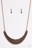 Thrown To The Lions - Copper Necklace - Paparazzi Accessories Necklace Bedazzle Me Pretty Mobile Fashion Boutique