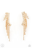 Thunderstruck Sparkle - Gold Post Earrings - Paparazzi Accessories Post Earrings Bedazzle Me Pretty Mobile Fashion Boutique