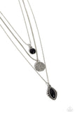 Tide Drifter - Black Necklace - Paparazzi Accessories Necklace Bedazzle Me Pretty Mobile Fashion Boutique